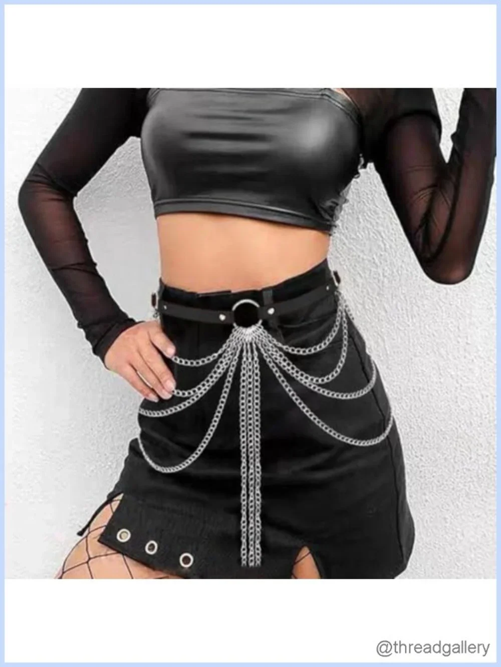 Punk Gothic Leather Waist Chain Belt Layered Body Jewelry Rave Festival